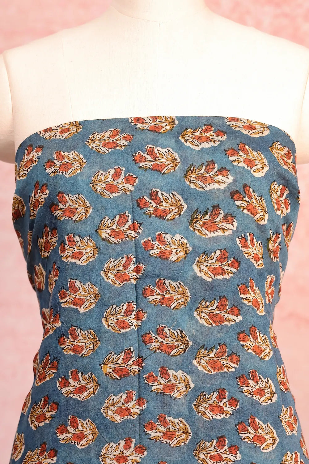 Peacock Blue Maheswari Silk Printed Unstitched Churidhar Material