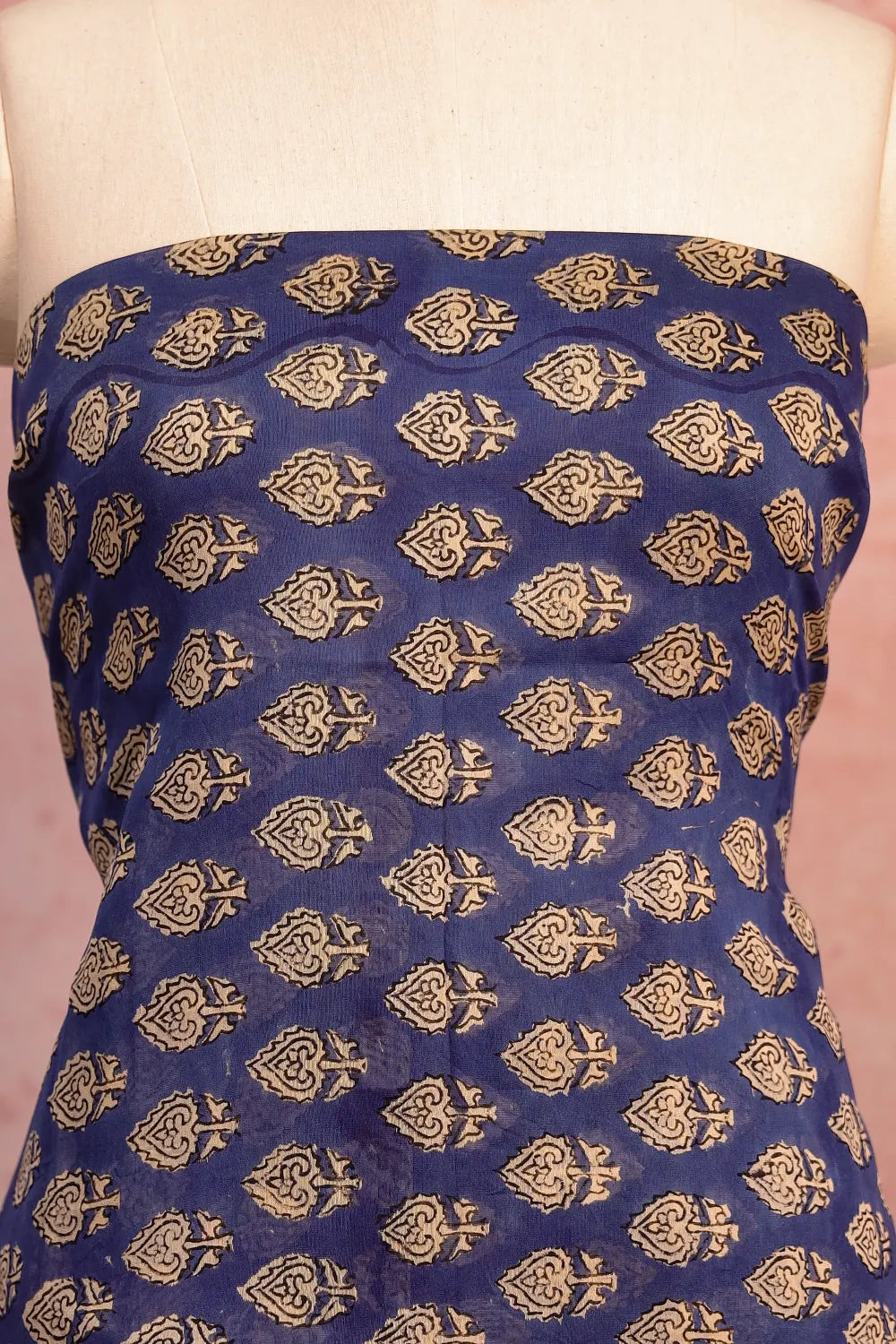 Blue Maheshwari Silk Printed Unstitched Churidhar Material