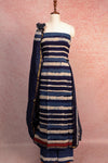 Navy Blue Maheswari Silk Printed Unstitched Churidhar Material