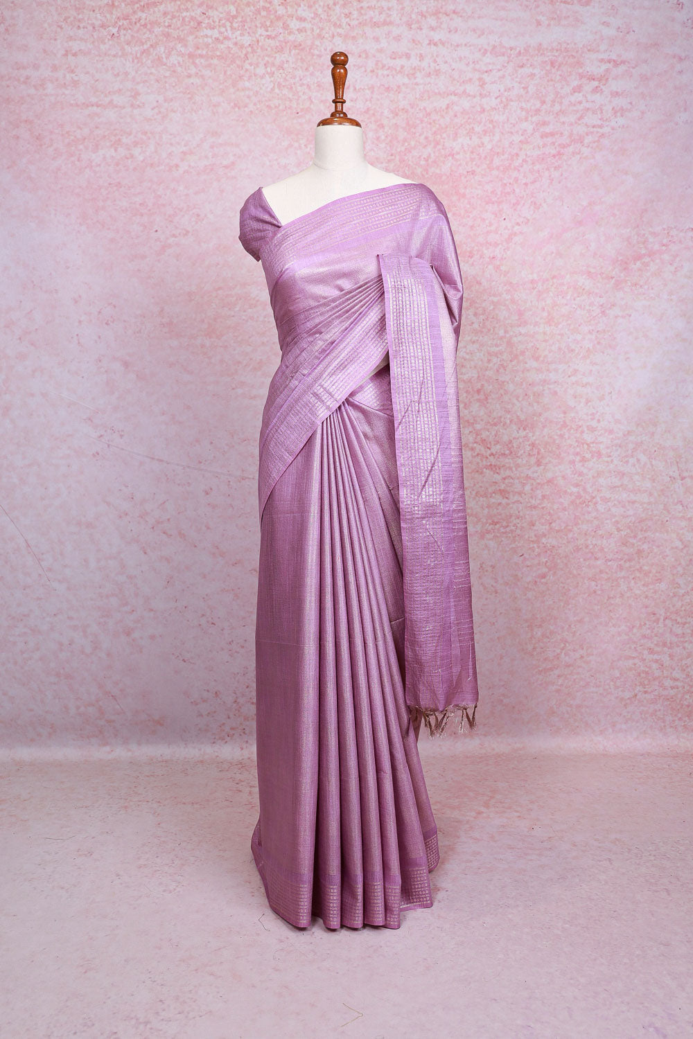 Onion Pink Semi Tussar Saree