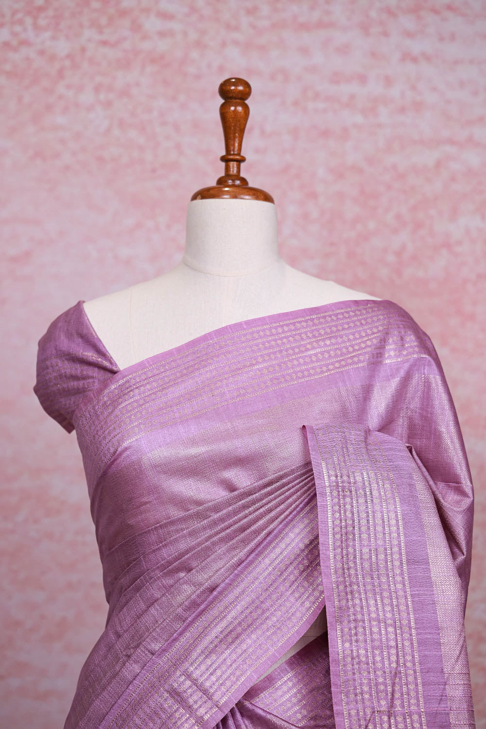 Onion Pink Semi Tussar Saree
