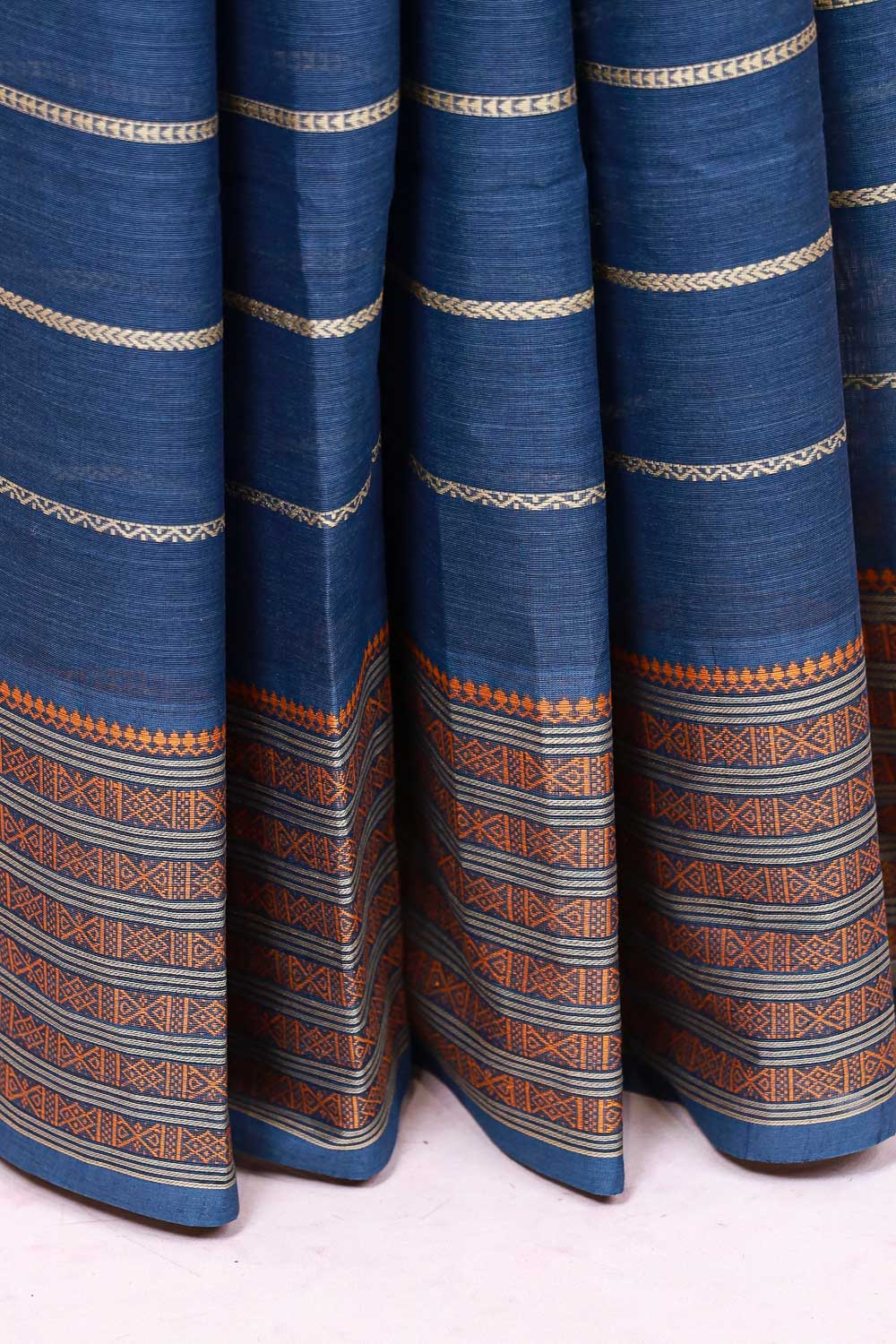 Ash Blue Cotton Saree