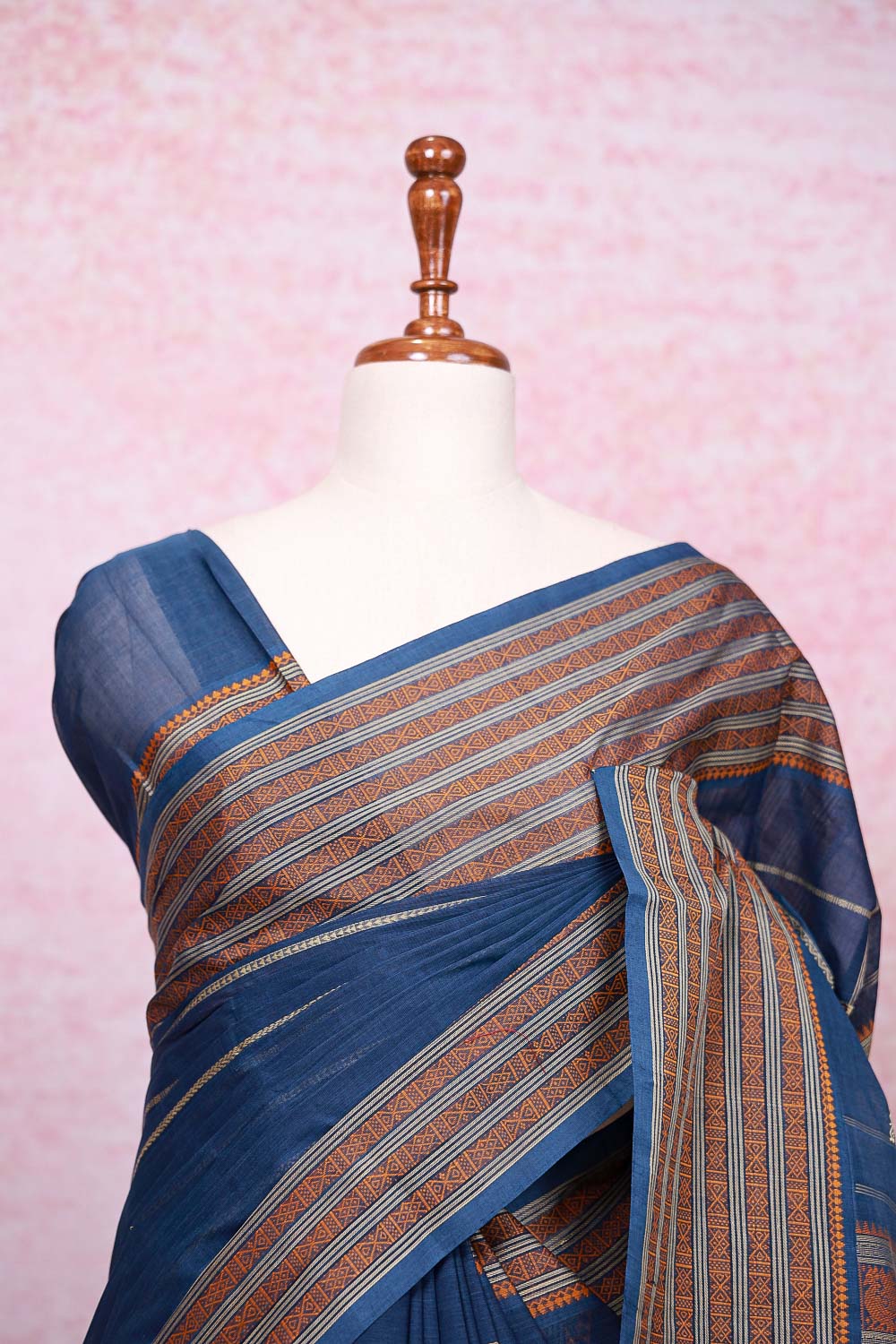 Ash Blue Cotton Saree