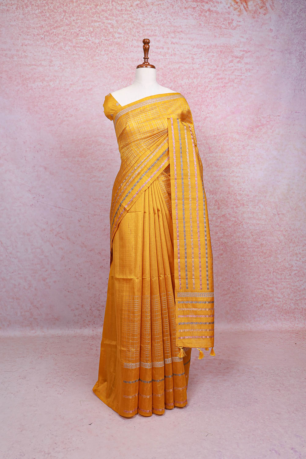 Golden Yellow Semi Tussar Saree