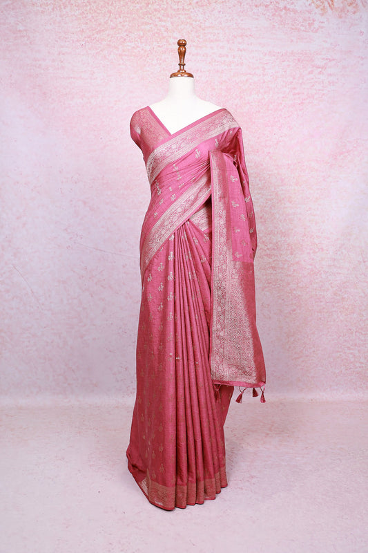 Onion Pink Semi Jute Saree