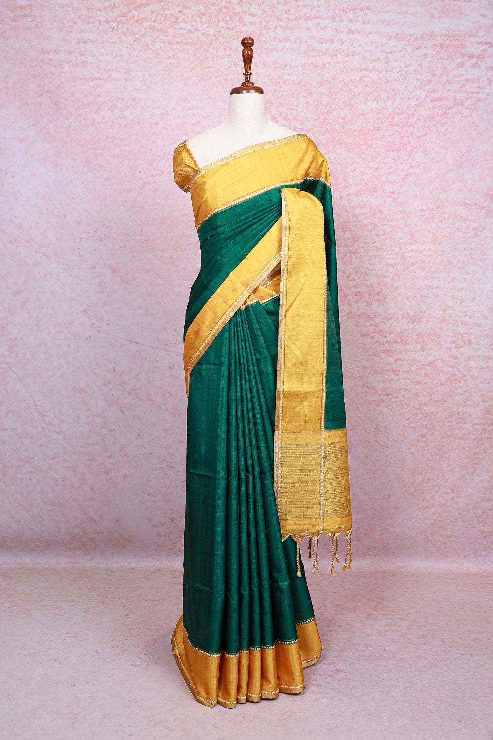 Green Semi Tussar Saree