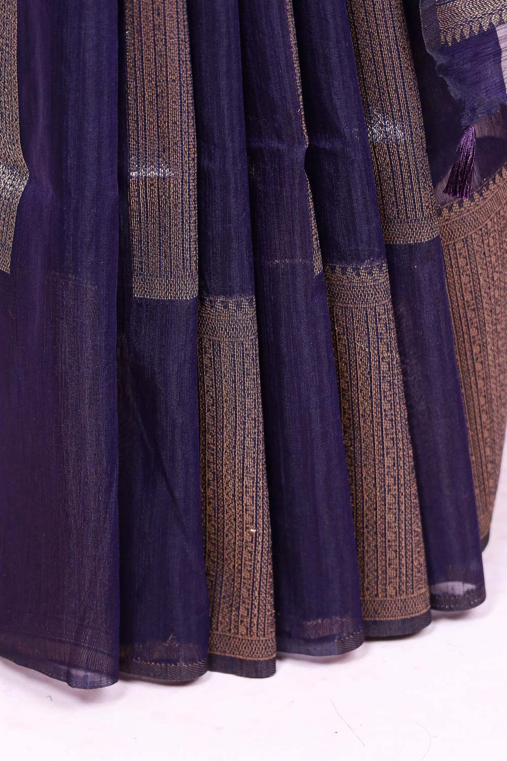 Navy Blue Semi Jute Saree