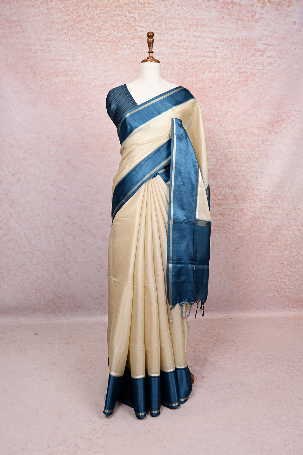 Sandal Semi Tussar Saree