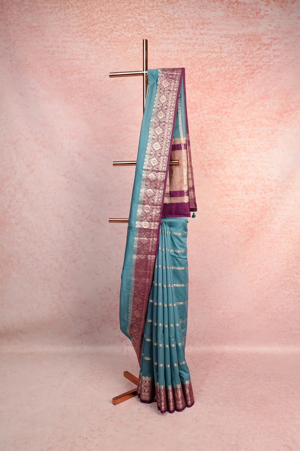 Dusty Blue Chanderi Cotton Saree