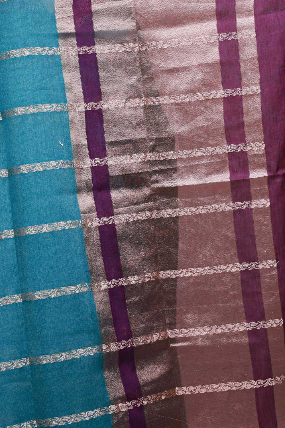 Teal Blue Chanderi Cotton Saree