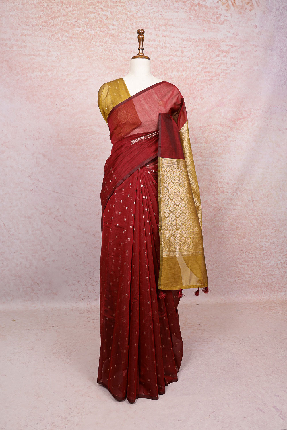 Maroon Cotton Silk Saree