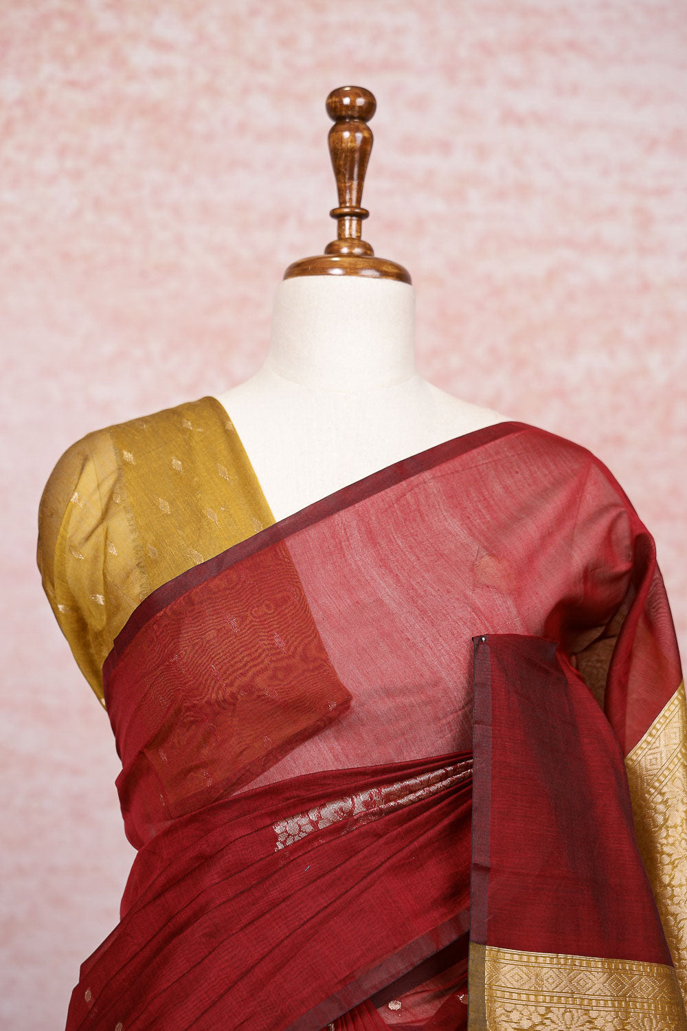 Maroon Cotton Silk Saree