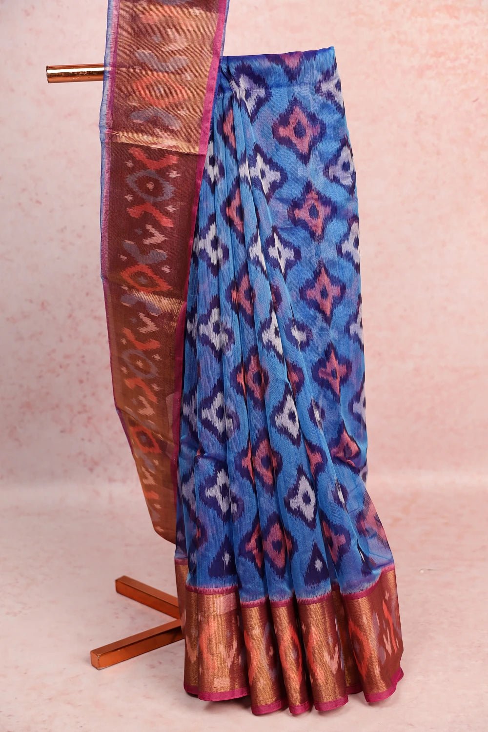 Blue Cotton Silk Saree