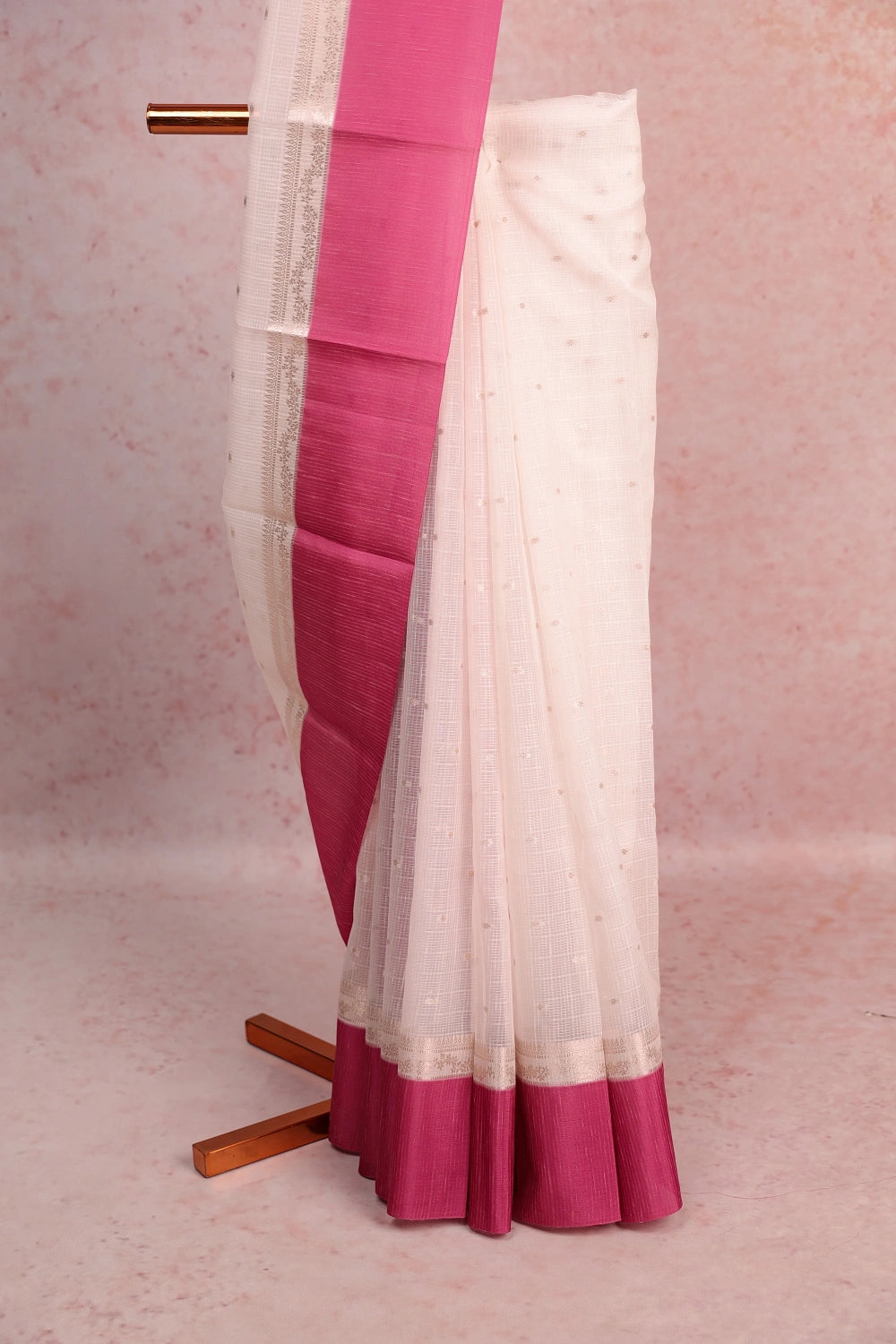 Off White Maheswari Silk Saree