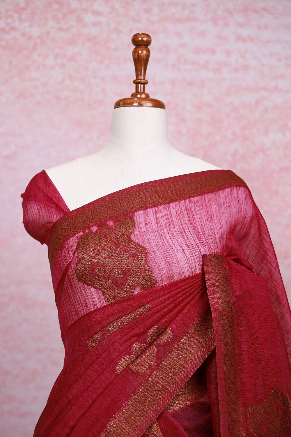 Wine Semi Jute Saree