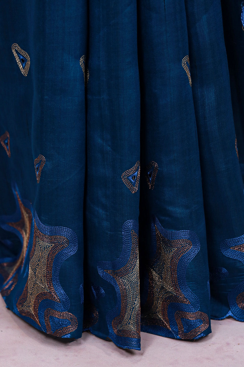 Peacock Blue Semi Tussar Saree - Seematti