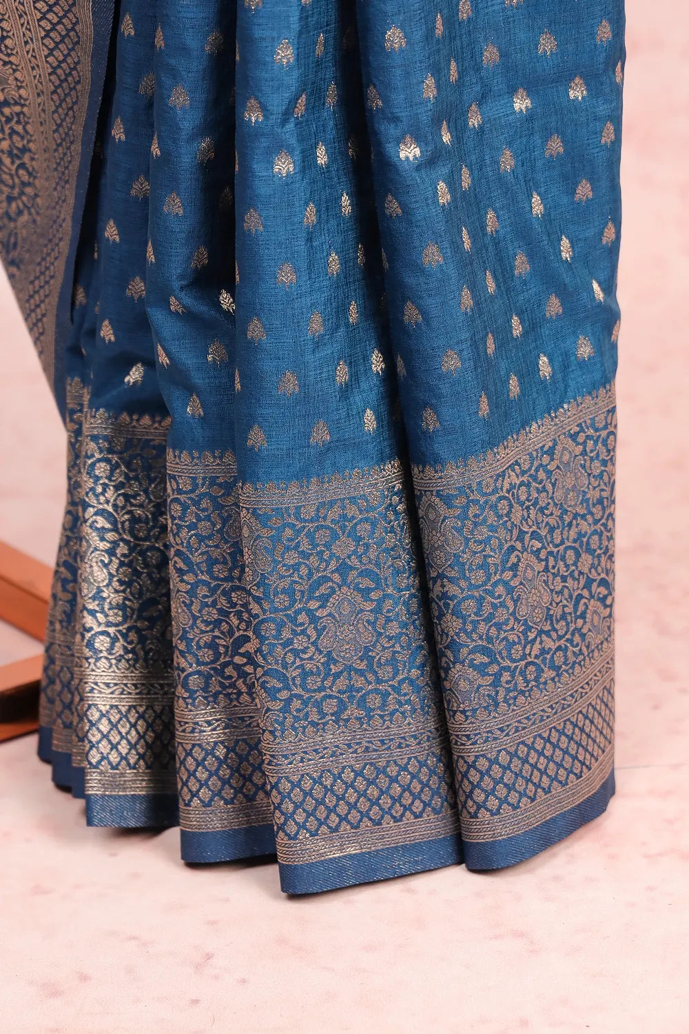Peacock Blue Semi Jute Saree
