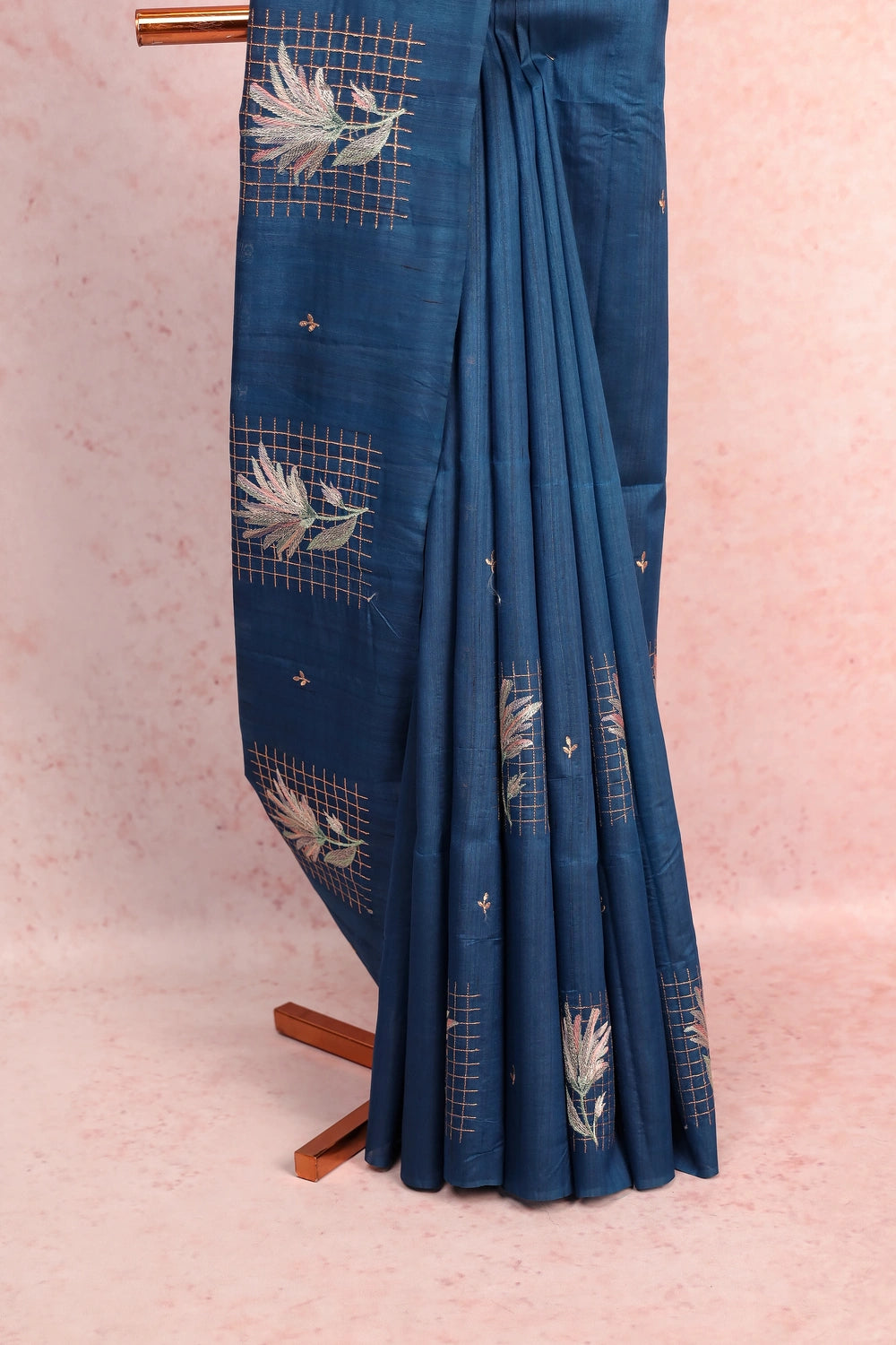 Peacock Blue Semi Tussar Saree