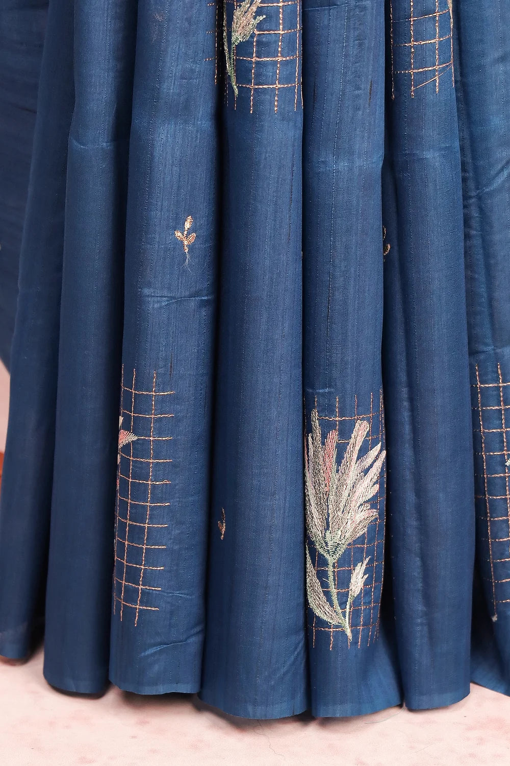 Peacock Blue Semi Tussar Saree