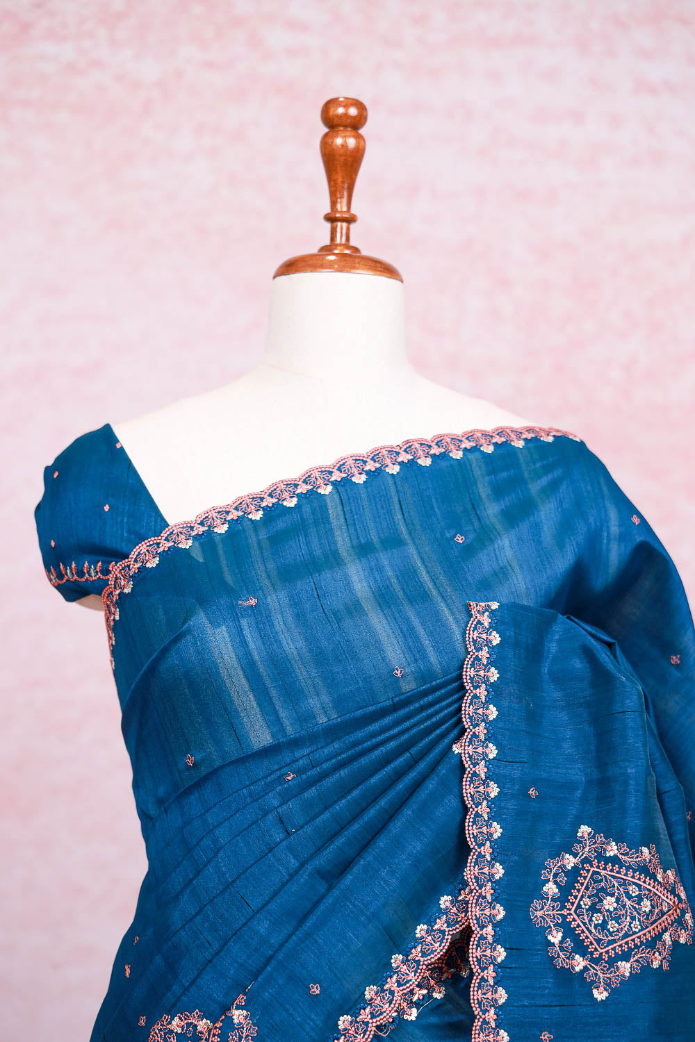 Peacock Blue Semi Tussar Saree
