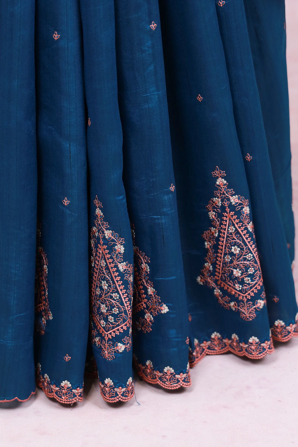 Peacock Blue Semi Tussar Saree