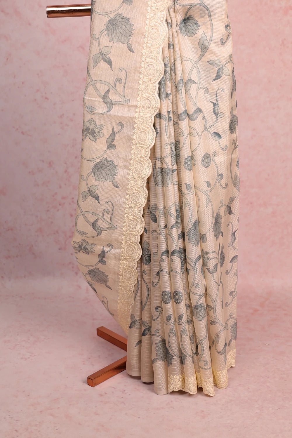 Beige Semi Tussar Saree