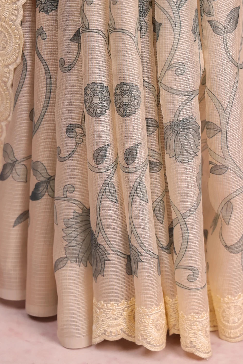 Beige Semi Tussar Saree