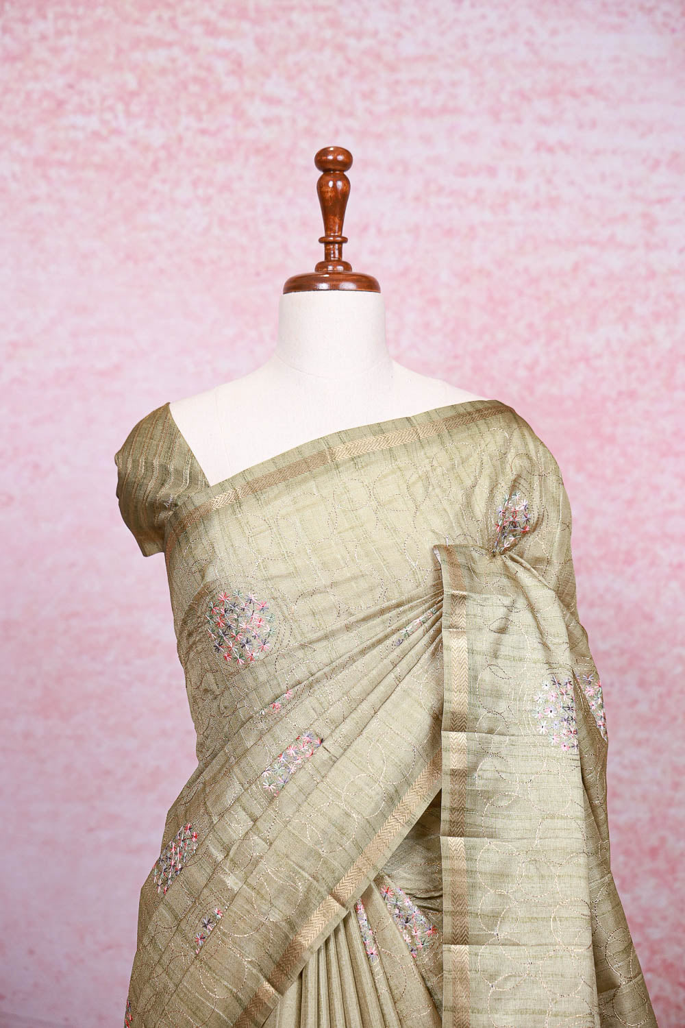Light Green Semi Tussar Saree