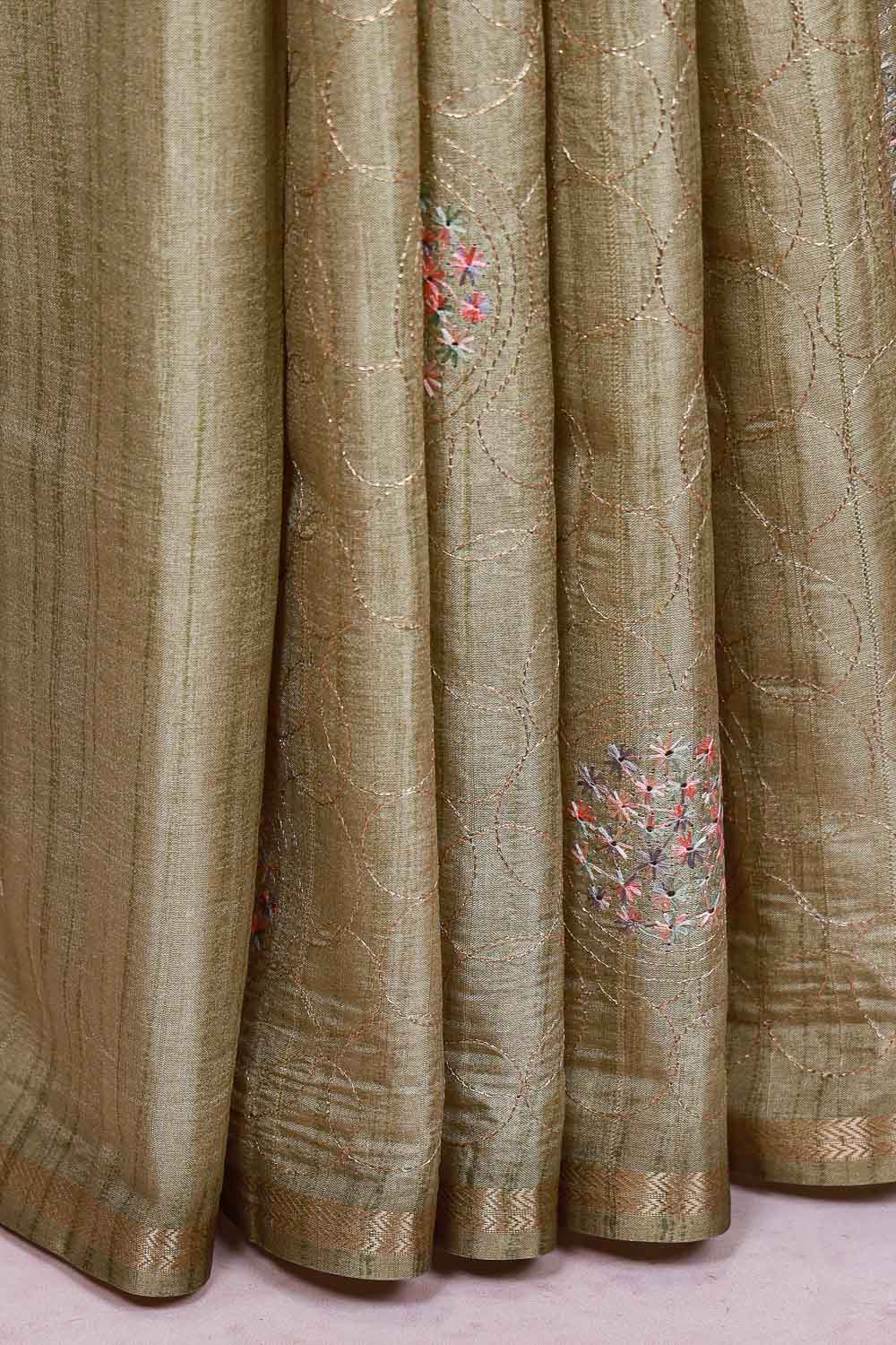 Light Green Semi Tussar Saree