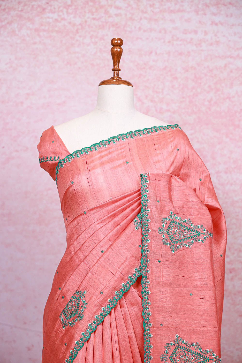 Peach Semi Tussar Saree