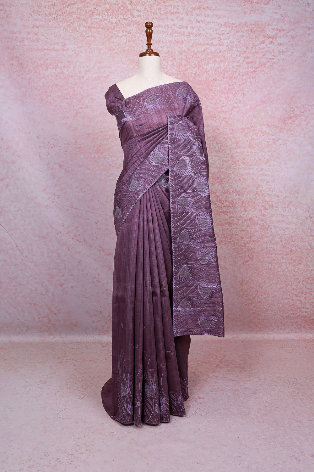 Lavender Semi Tussar Saree