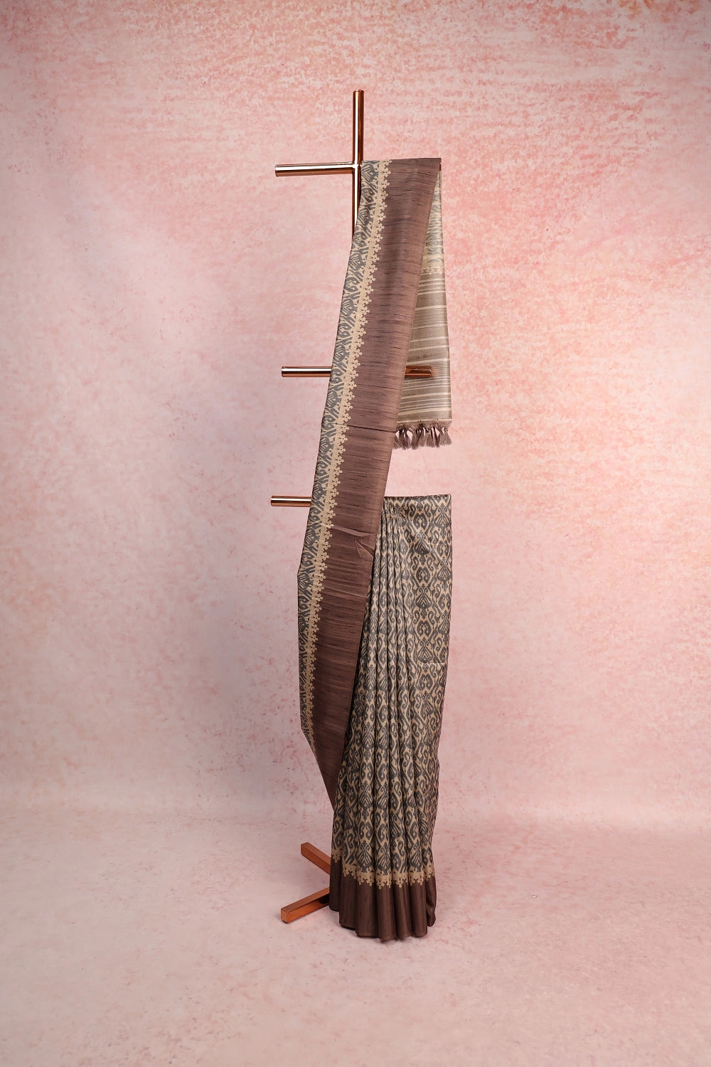 Sandal Semi Tussar Saree