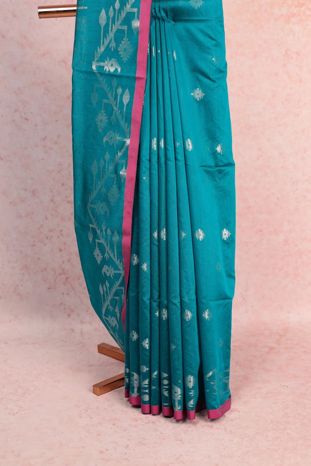 Sapphire Green Semi Chanderi Saree