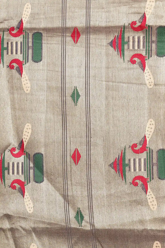 Pista Green Semi Chanderi Saree