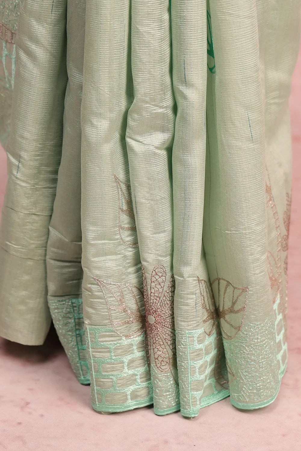 Light Green Semi Jute Saree