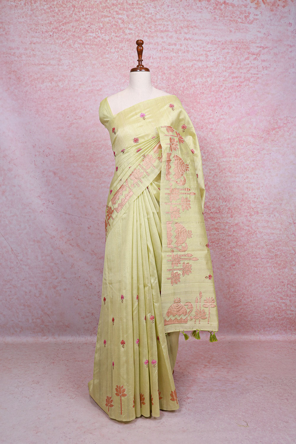 Pastel Yellow  Semi Tussar Saree