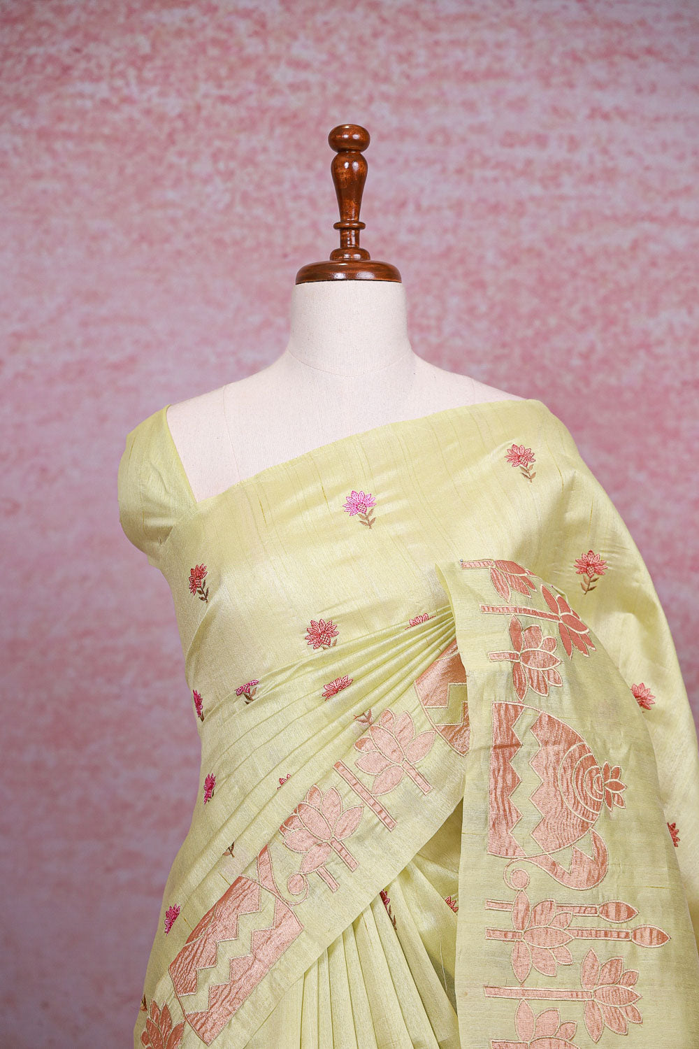 Pastel Yellow  Semi Tussar Saree