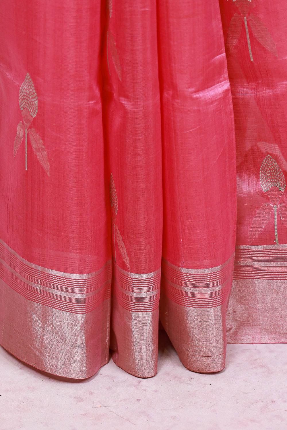 Pink Kora Silk Saree