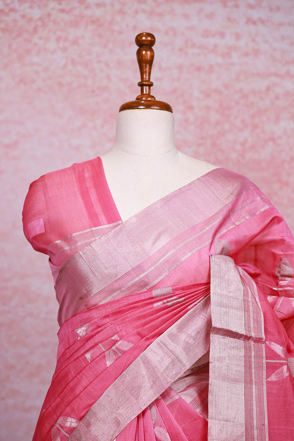 Pink Kora Silk Saree