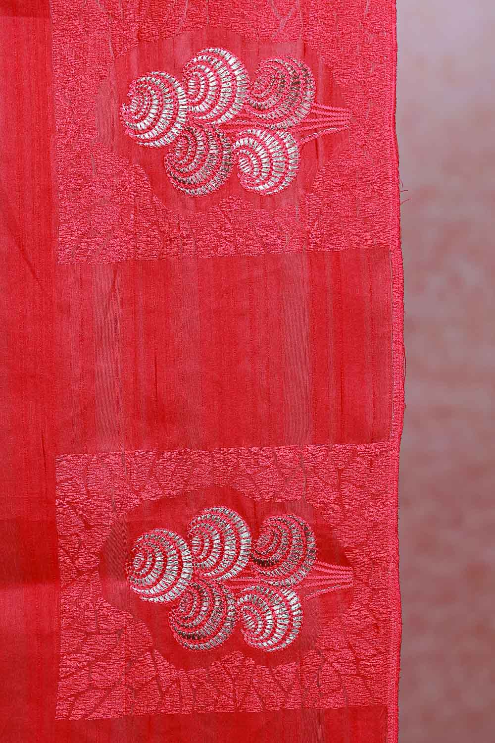 Red Semi Tussar Saree