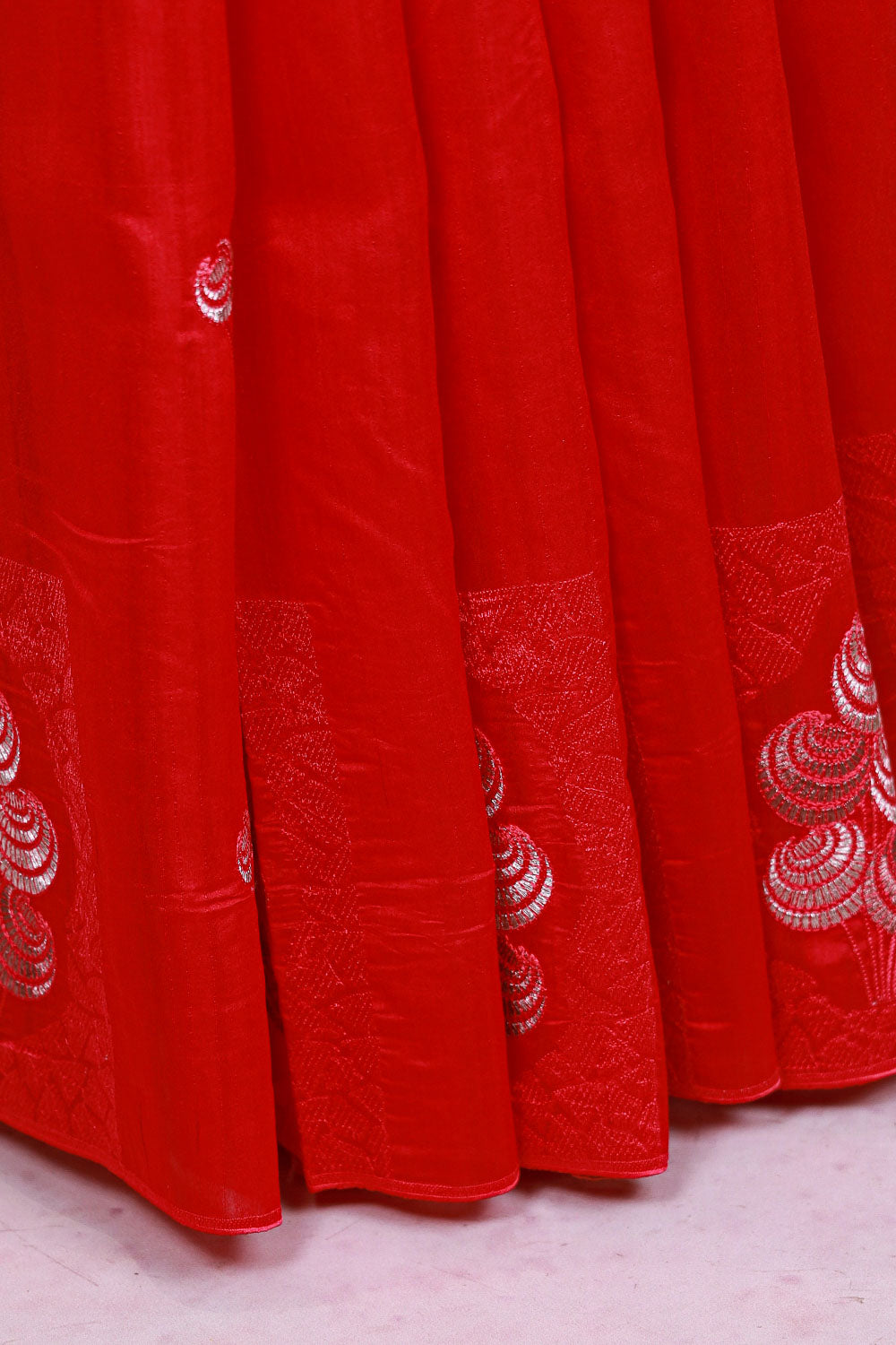 Red Semi Tussar Saree