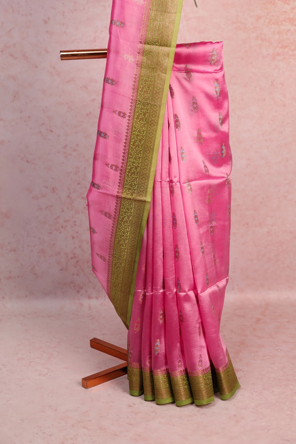 Pink Tussar Silk Saree
