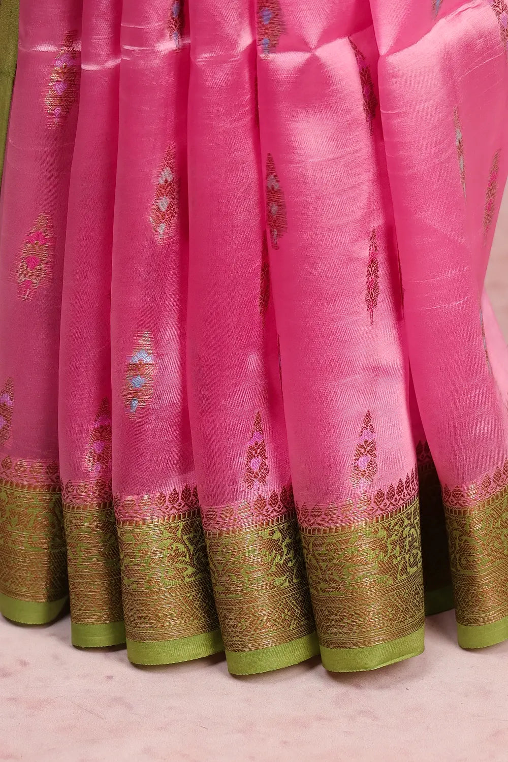 Pink Tussar Silk Saree