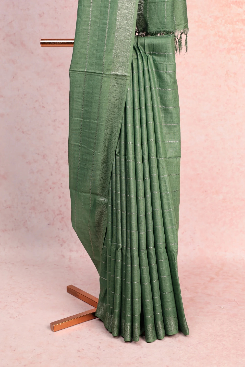 Light Green Tussar Silk Saree