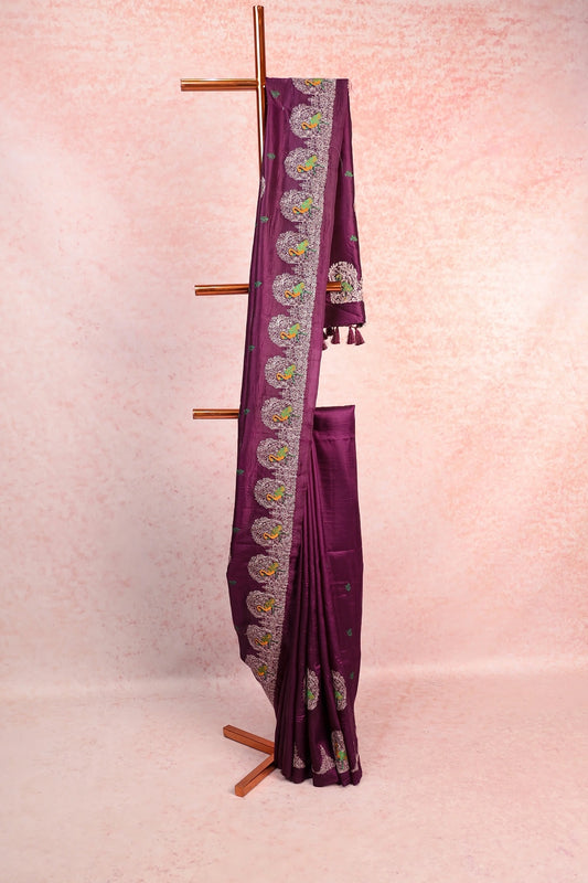 Violet Semi Tussar Saree