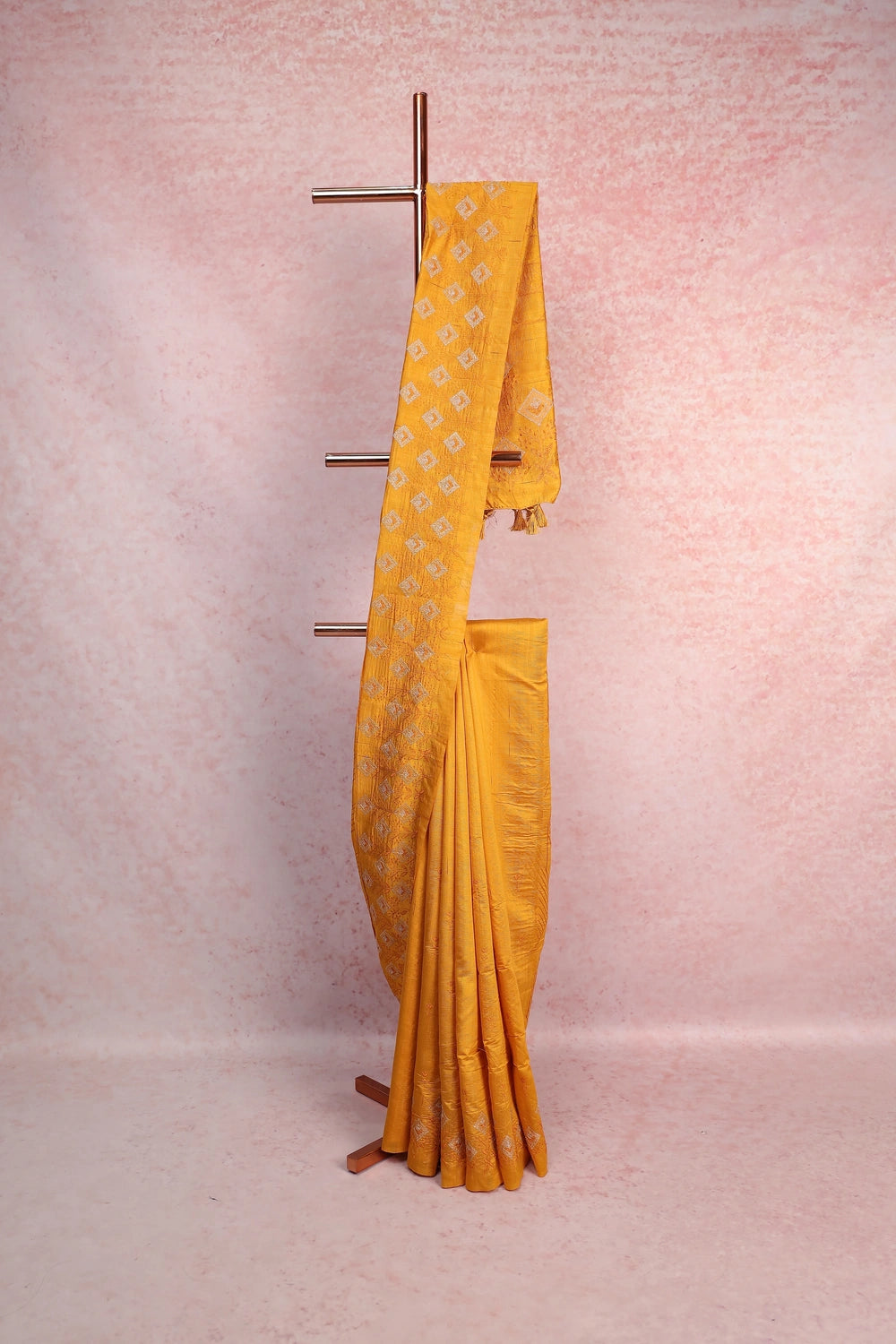 Golden Yellow Semi Tussar Saree