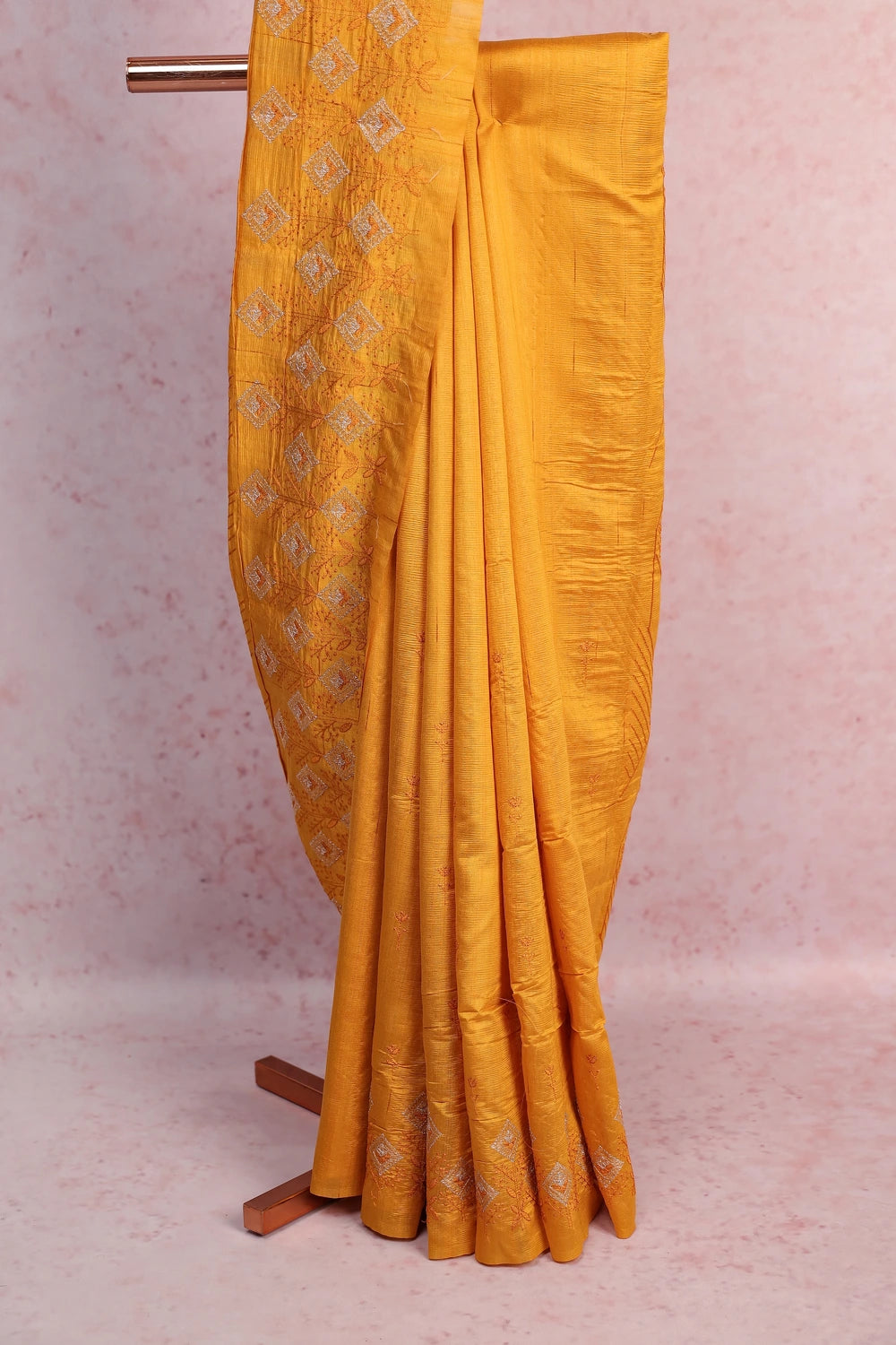 Golden Yellow Semi Tussar Saree
