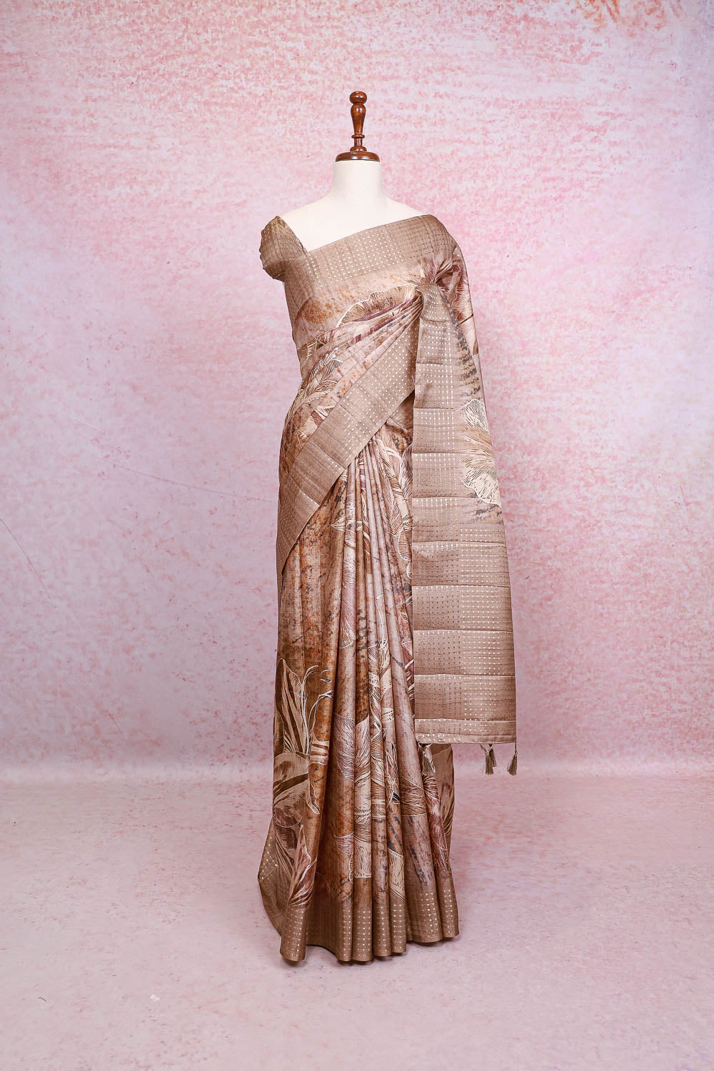 Fawn Color Semi Tussar Saree