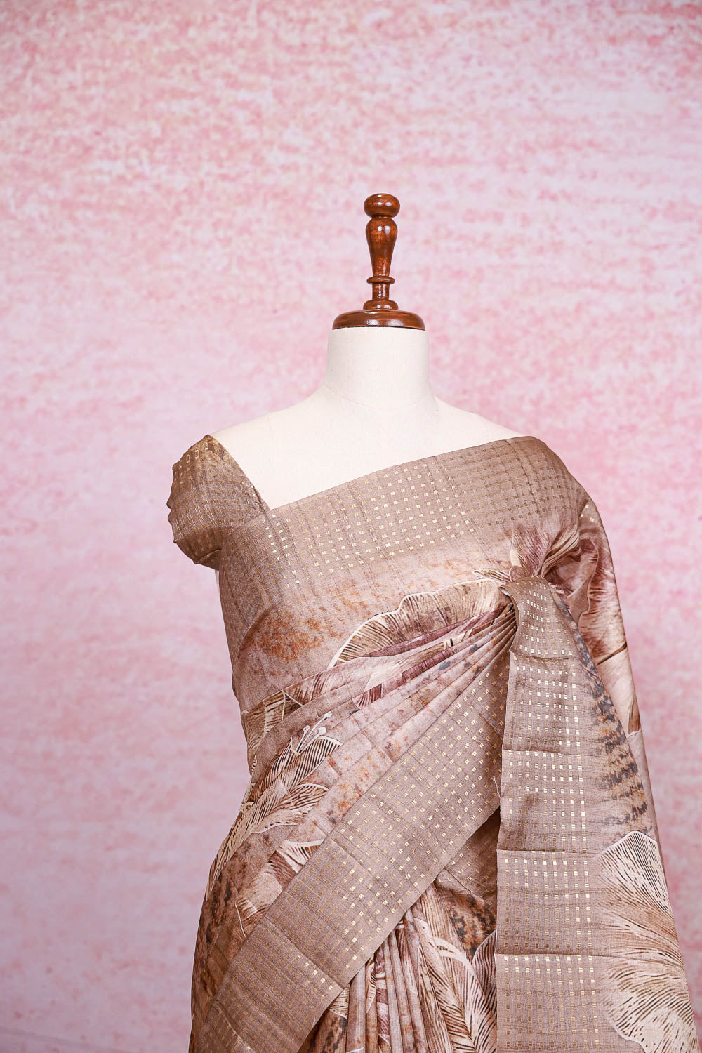 Fawn Color Semi Tussar Saree