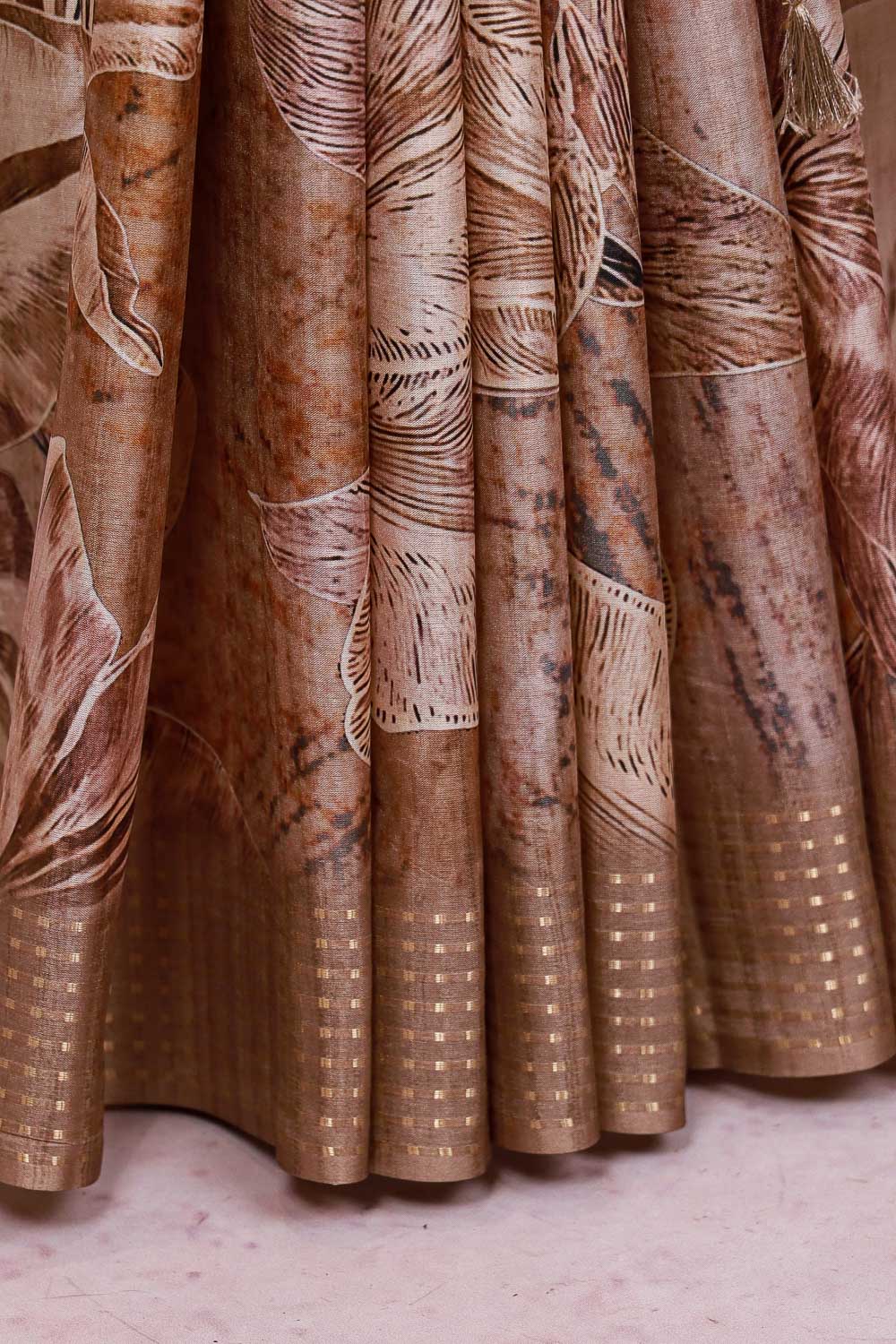 Fawn Color Semi Tussar Saree